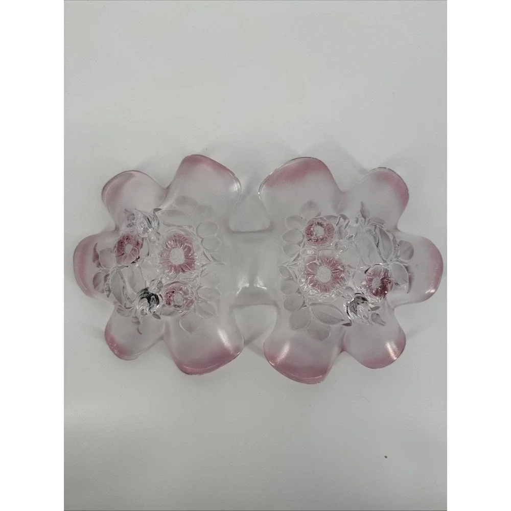 Vintage Mikasa Walther-Glass Rosella Rose‎ Pink Glass Relish Tray.